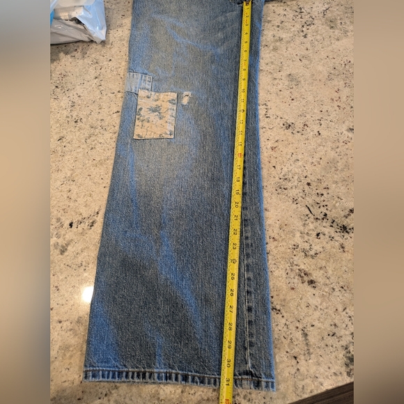 LRL Ralph Lauren Patchwork Straight Wide Leg Jeans Size 10 Vintage Distressed - Picture 12 of 16